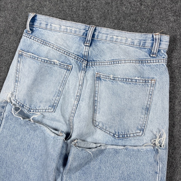 Zara Jeans Womens 10 Blue High Rise Straight Leg Denim Classic Casual Distressed - Picture 5 of 12